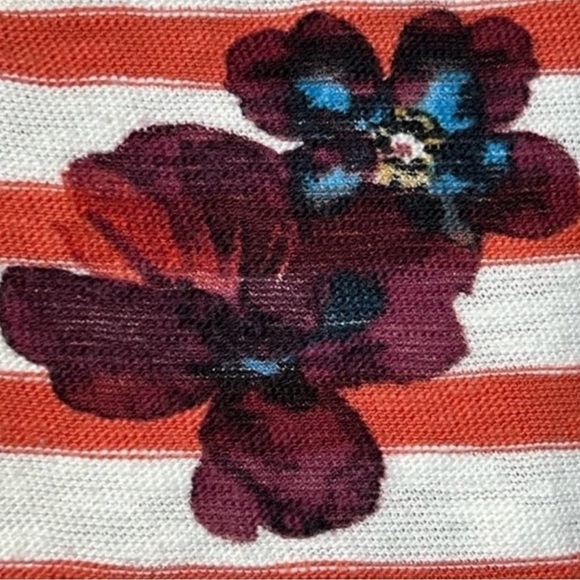 Anthropologie Red and White Striped Floral Top - Picture 5 of 11